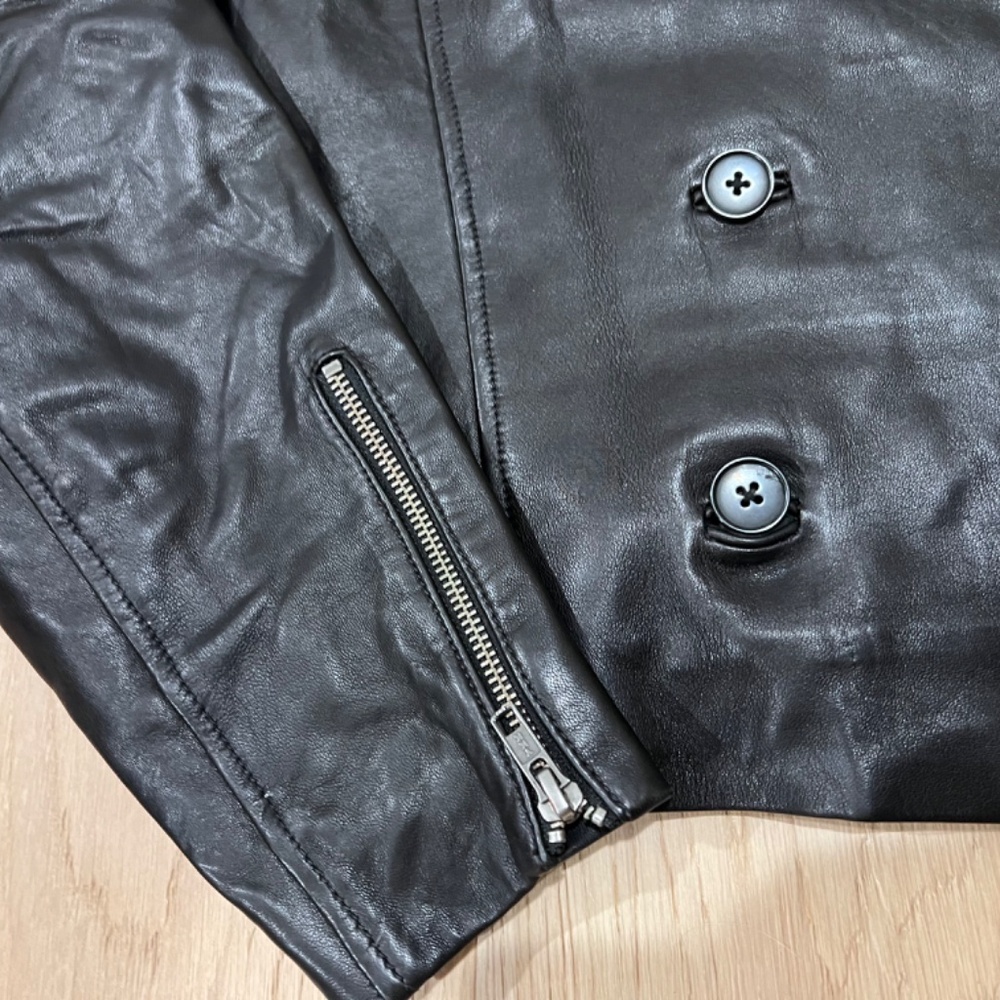 Something Navy Crop Leather Jacket - image 4